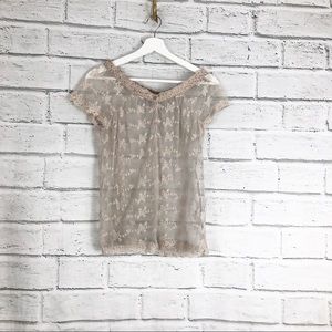 💫Ultra Pink | Lace Scoop Neck Short Sleeve Top